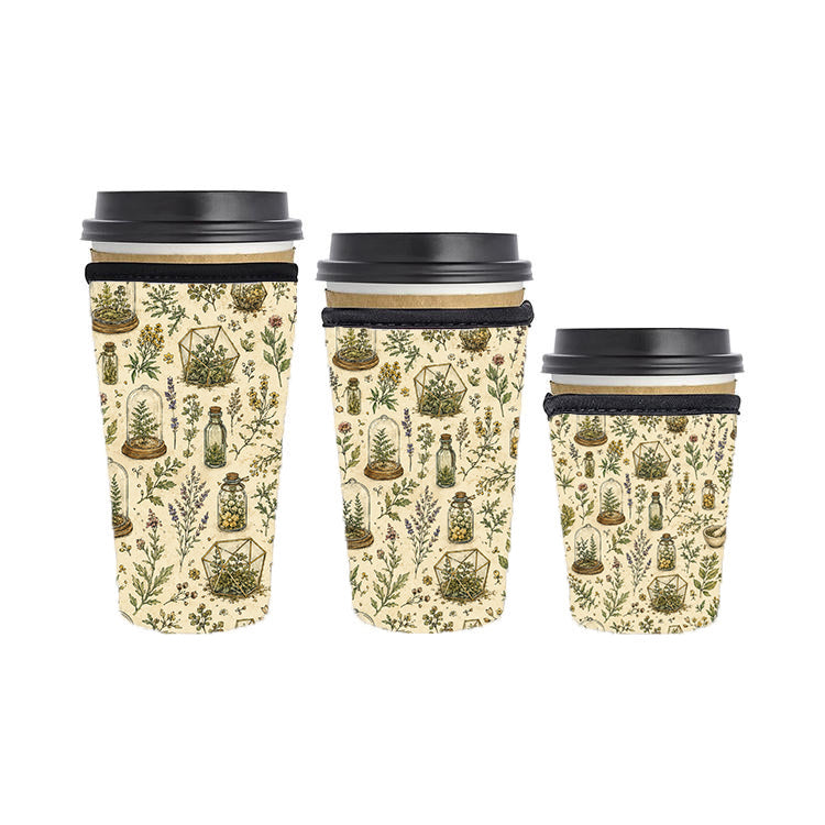 Botanical Reusable Neoprene Insulator Soda Tea Iced Hot Coffee Cup Drink Sleeve