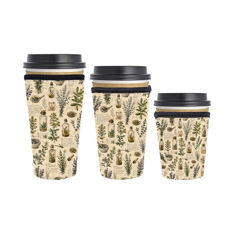 Botanical Reusable Neoprene Insulator Soda Tea Iced Hot Coffee Cup Drink Sleeve