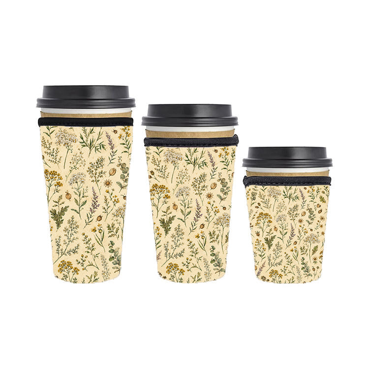 Botanical Reusable Neoprene Insulator Soda Tea Iced Hot Coffee Cup Drink Sleeve