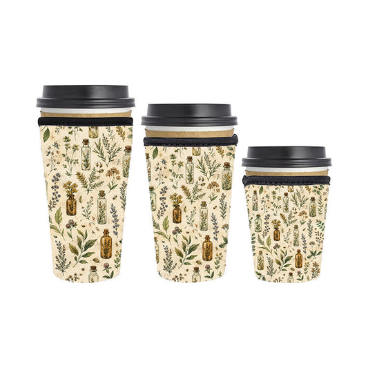 Botanical Reusable Neoprene Insulator Soda Tea Iced Hot Coffee Cup Drink Sleeve