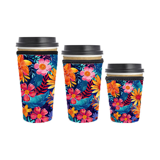 Botanical Reusable Neoprene Insulator Soda Tea Iced Hot Coffee Cup Drink Sleeve