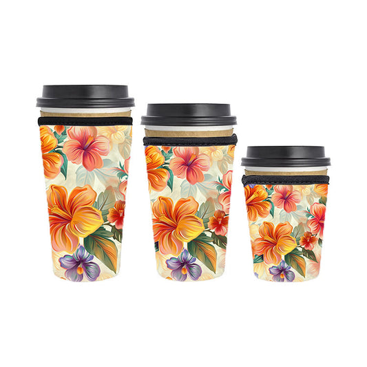 Botanical Reusable Neoprene Insulator Soda Tea Iced Hot Coffee Cup Drink Sleeve