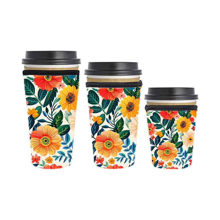 Botanical Reusable Neoprene Insulator Soda Tea Iced Hot Coffee Cup Drink Sleeve