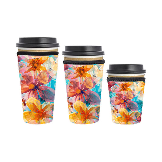 Botanical Reusable Neoprene Insulator Soda Tea Iced Hot Coffee Cup Drink Sleeve