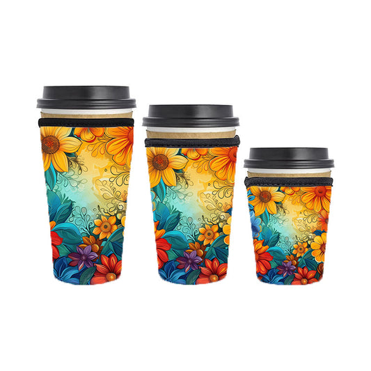 Botanical Reusable Neoprene Insulator Soda Tea Iced Hot Coffee Cup Drink Sleeve