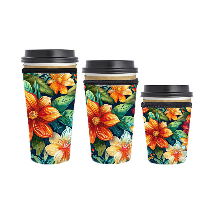 Botanical Reusable Neoprene Insulator Soda Tea Iced Hot Coffee Cup Drink Sleeve