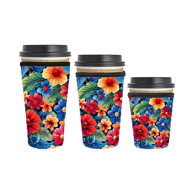 Botanical Reusable Neoprene Insulator Soda Tea Iced Hot Coffee Cup Drink Sleeve