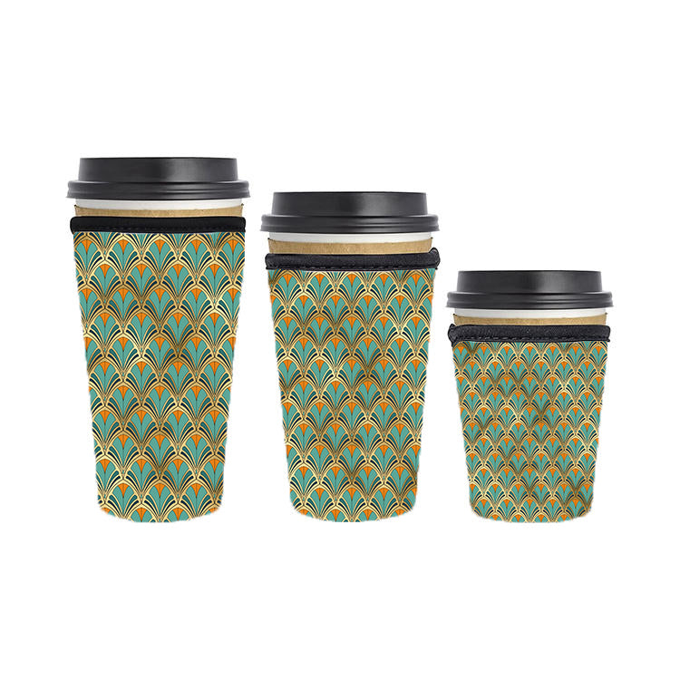 Art Deco Reusable Neoprene Insulator Soda Tea Iced Hot Coffee Cup Drink Sleeve