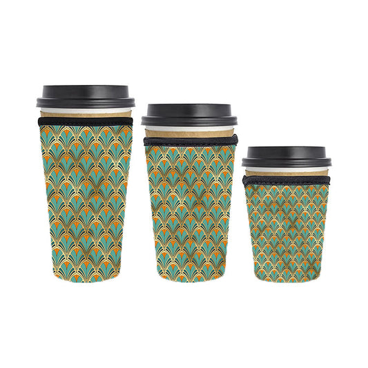 Art Deco Reusable Neoprene Insulator Soda Tea Iced Hot Coffee Cup Drink Sleeve
