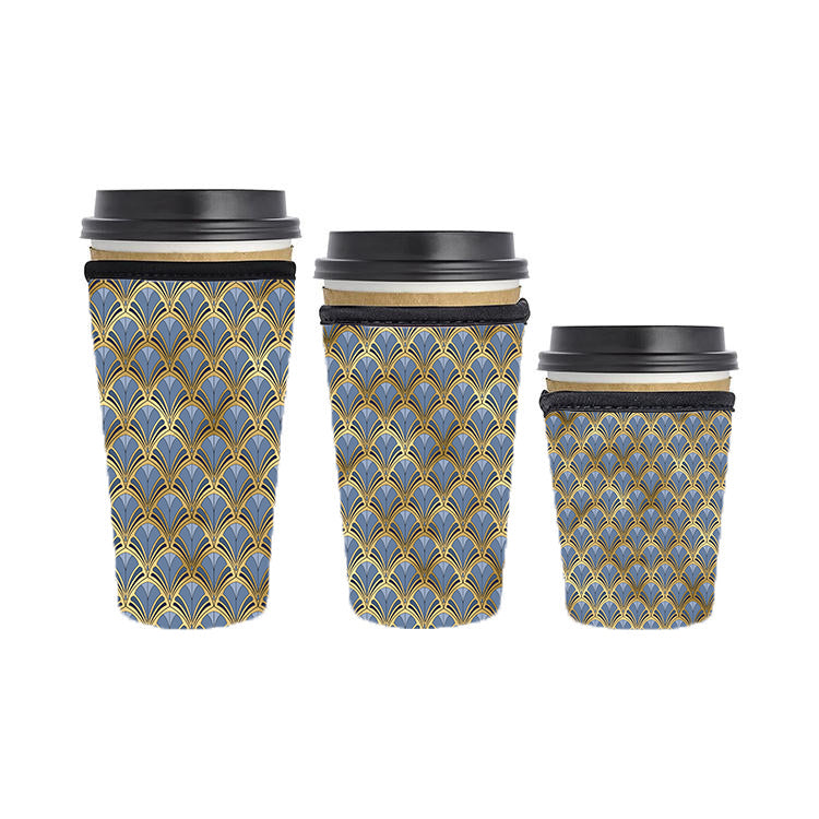 Art Deco Reusable Neoprene Insulator Soda Tea Iced Hot Coffee Cup Drink Sleeve