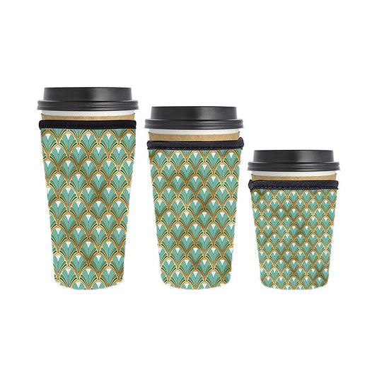 Art Deco Reusable Neoprene Insulator Soda Tea Iced Hot Coffee Cup Drink Sleeve