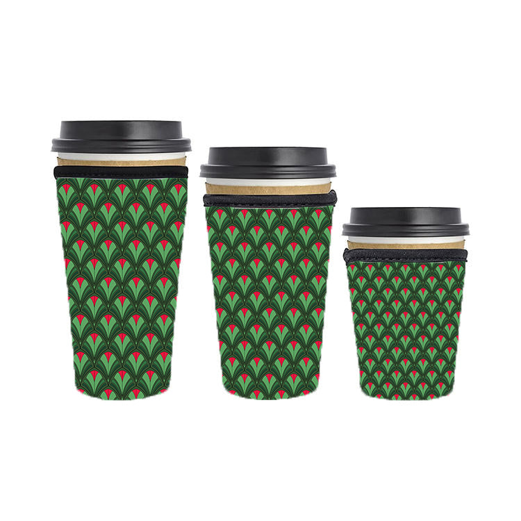 Art Deco Reusable Neoprene Insulator Soda Tea Iced Hot Coffee Cup Drink Sleeve