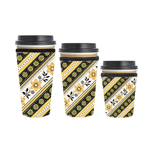Art Deco Reusable Neoprene Insulator Soda Tea Iced Hot Coffee Cup Drink Sleeve