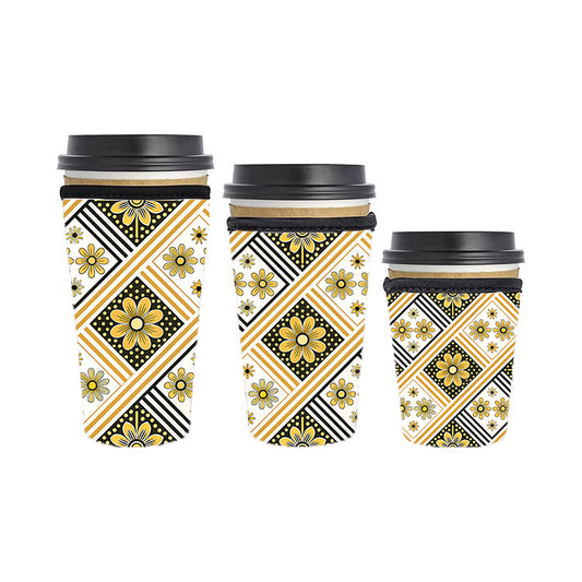 Art Deco Reusable Neoprene Insulator Soda Tea Iced Hot Coffee Cup Drink Sleeve