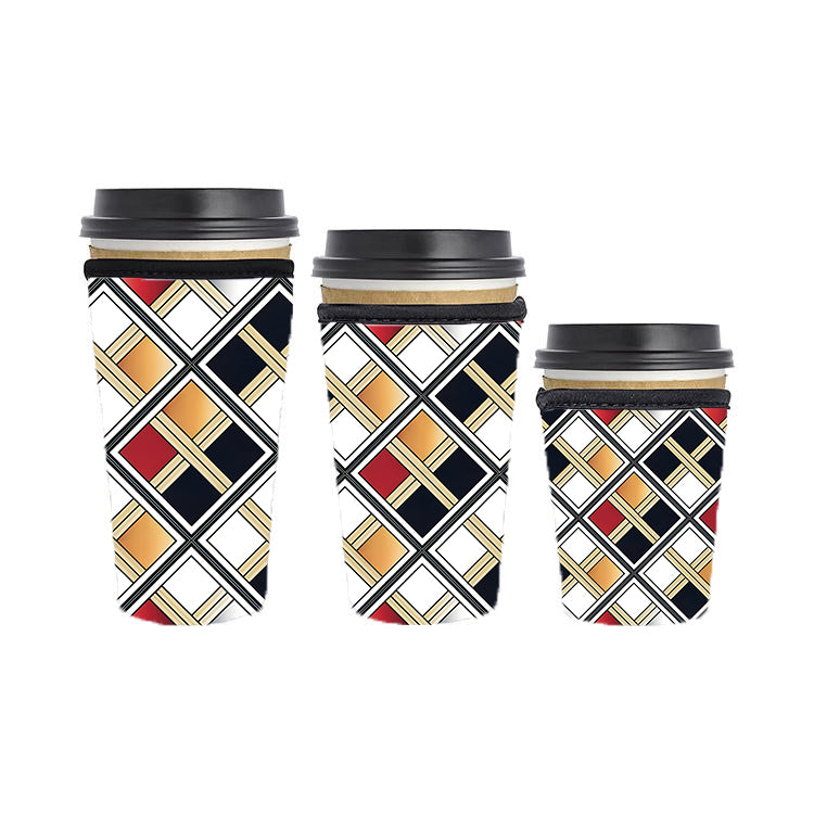 Art Deco Reusable Neoprene Insulator Soda Tea Iced Hot Coffee Cup Drink Sleeve