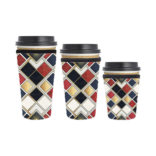 Art Deco Reusable Neoprene Insulator Soda Tea Iced Hot Coffee Cup Drink Sleeve