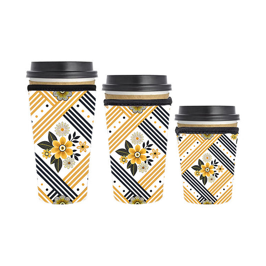 Art Deco Reusable Neoprene Insulator Soda Tea Iced Hot Coffee Cup Drink Sleeve