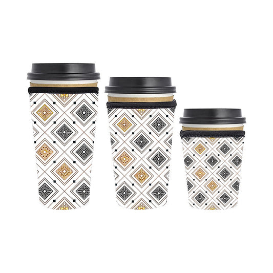 Art Deco Reusable Neoprene Insulator Soda Tea Iced Hot Coffee Cup Drink Sleeve