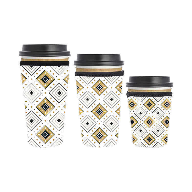 Art Deco Reusable Neoprene Insulator Soda Tea Iced Hot Coffee Cup Drink Sleeve