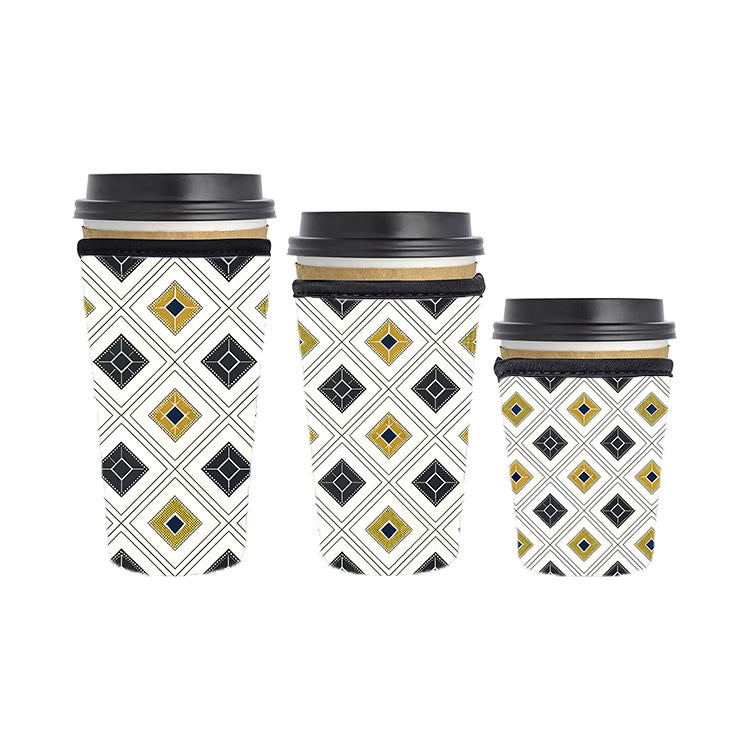 Art Deco Reusable Neoprene Insulator Soda Tea Iced Hot Coffee Cup Drink Sleeve