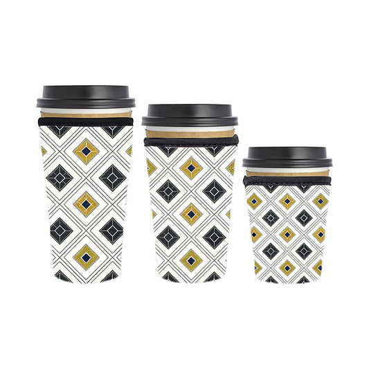 Art Deco Reusable Neoprene Insulator Soda Tea Iced Hot Coffee Cup Drink Sleeve