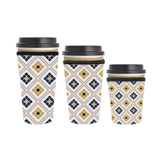 Art Deco Reusable Neoprene Insulator Soda Tea Iced Hot Coffee Cup Drink Sleeve