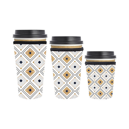 Art Deco Reusable Neoprene Insulator Soda Tea Iced Hot Coffee Cup Drink Sleeve