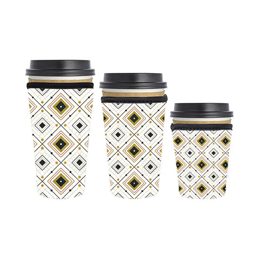 Art Deco Reusable Neoprene Insulator Soda Tea Iced Hot Coffee Cup Drink Sleeve