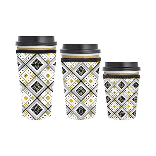 Art Deco Reusable Neoprene Insulator Soda Tea Iced Hot Coffee Cup Drink Sleeve