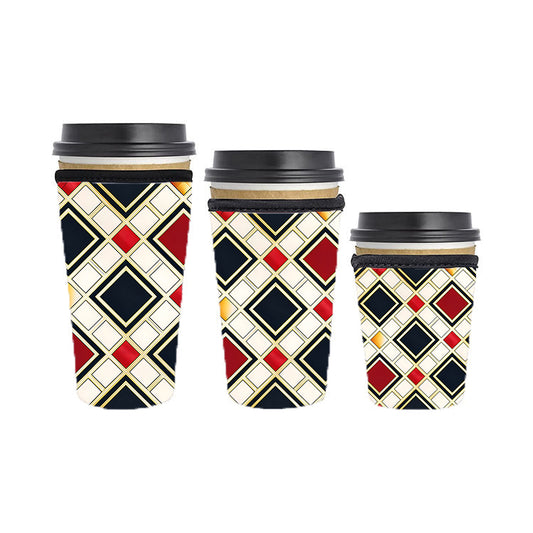 Art Deco Reusable Neoprene Insulator Soda Tea Iced Hot Coffee Cup Drink Sleeve