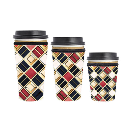 Art Deco Reusable Neoprene Insulator Soda Tea Iced Hot Coffee Cup Drink Sleeve