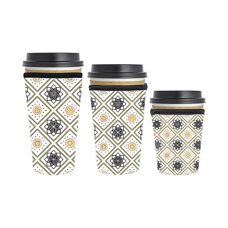 Art Deco Reusable Neoprene Insulator Soda Tea Iced Hot Coffee Cup Drink Sleeve