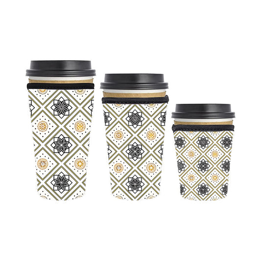 Art Deco Reusable Neoprene Insulator Soda Tea Iced Hot Coffee Cup Drink Sleeve
