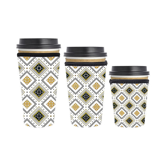 Art Deco Reusable Neoprene Insulator Soda Tea Iced Hot Coffee Cup Drink Sleeve