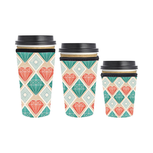 Art Deco Reusable Neoprene Insulator Soda Tea Iced Hot Coffee Cup Drink Sleeve