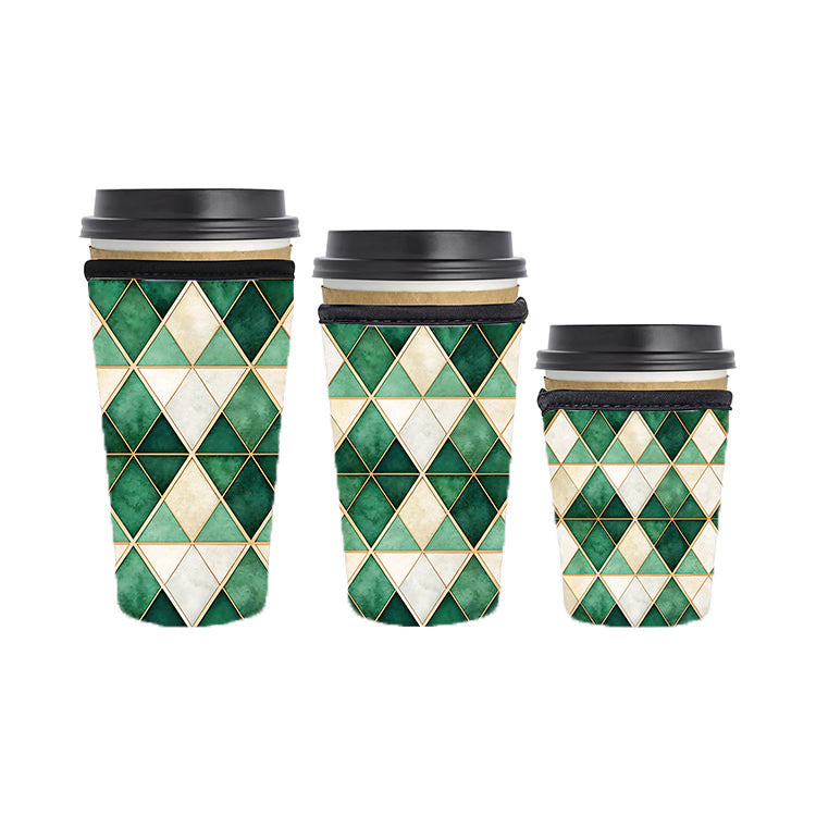Art Deco Reusable Neoprene Insulator Soda Tea Iced Hot Coffee Cup Drink Sleeve