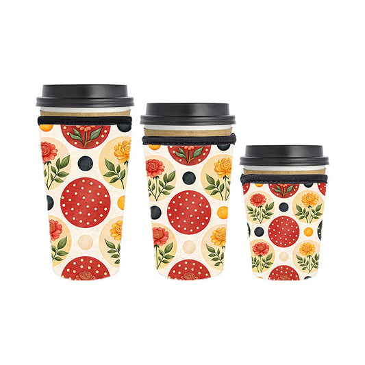 Art Deco Reusable Neoprene Insulator Soda Tea Iced Hot Coffee Cup Drink Sleeve