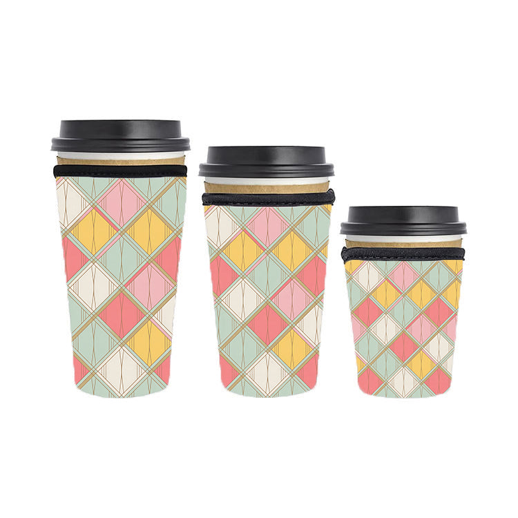 Art Deco Reusable Neoprene Insulator Soda Tea Iced Hot Coffee Cup Drink Sleeve