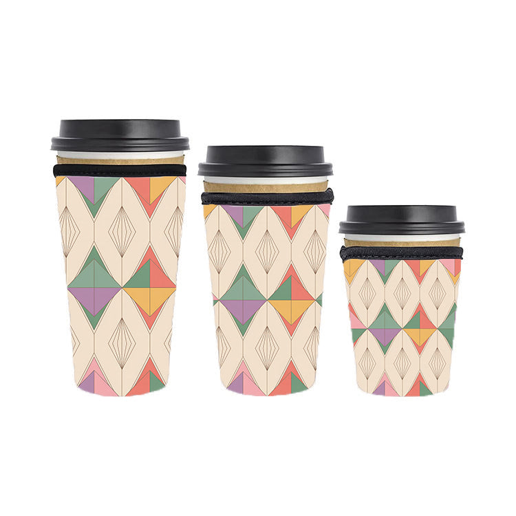 Art Deco Reusable Neoprene Insulator Soda Tea Iced Hot Coffee Cup Drink Sleeve
