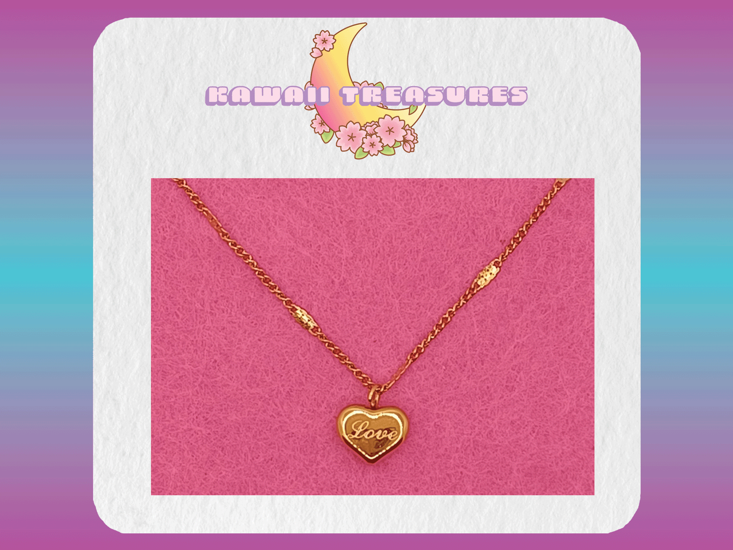 Titanium Stainless Steel Gold Plated Love Engraved Pendant Necklace