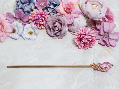 Vine and Crystal Hair Stick - 6" Retro Bun Holder