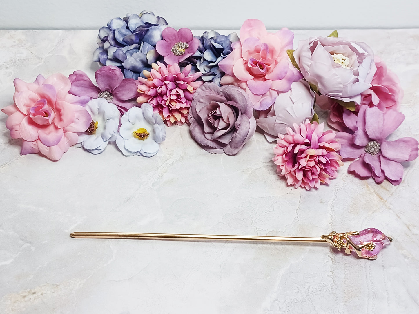Vine and Crystal Hair Stick - 6" Retro Bun Holder