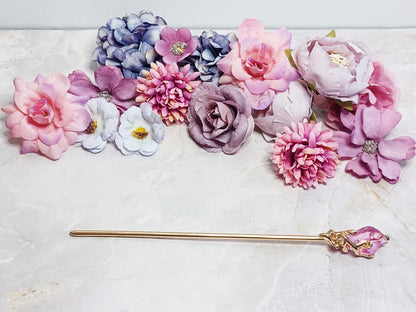 Vine and Crystal Hair Stick - 6" Retro Bun Holder