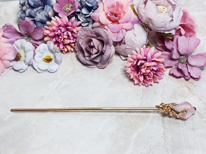 Vine and Crystal Hair Stick - 6" Retro Bun Holder