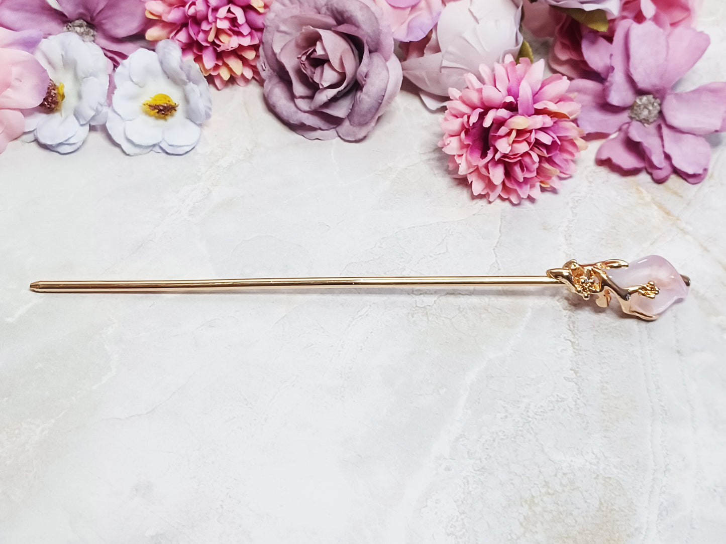Vine and Crystal Hair Stick - 6" Retro Bun Holder