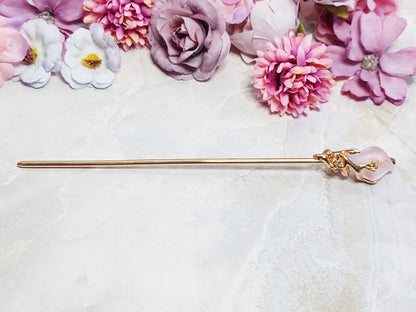 Vine and Crystal Hair Stick - 6" Retro Bun Holder