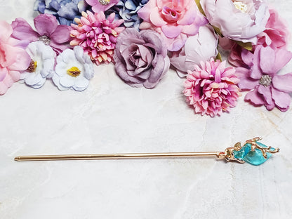 Vine and Crystal Hair Stick - 6" Retro Bun Holder