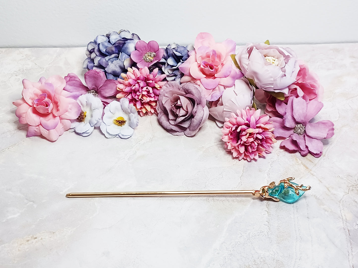 Vine and Crystal Hair Stick - 6" Retro Bun Holder