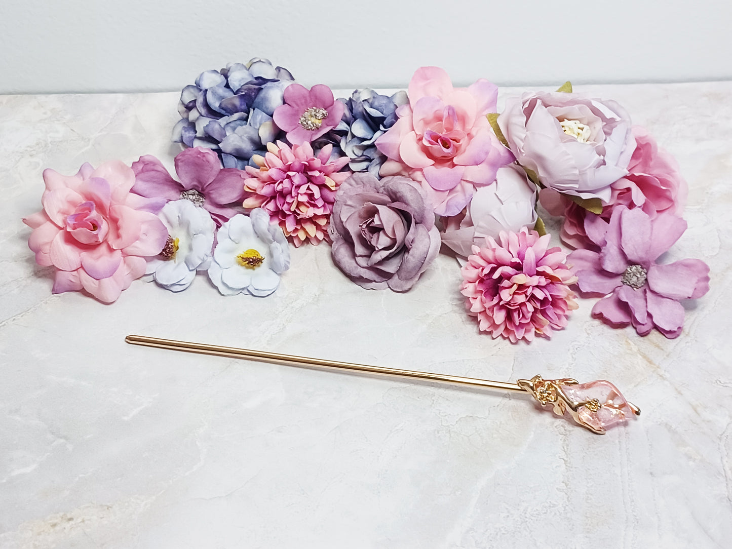 Vine and Crystal Hair Stick - 6" Retro Bun Holder