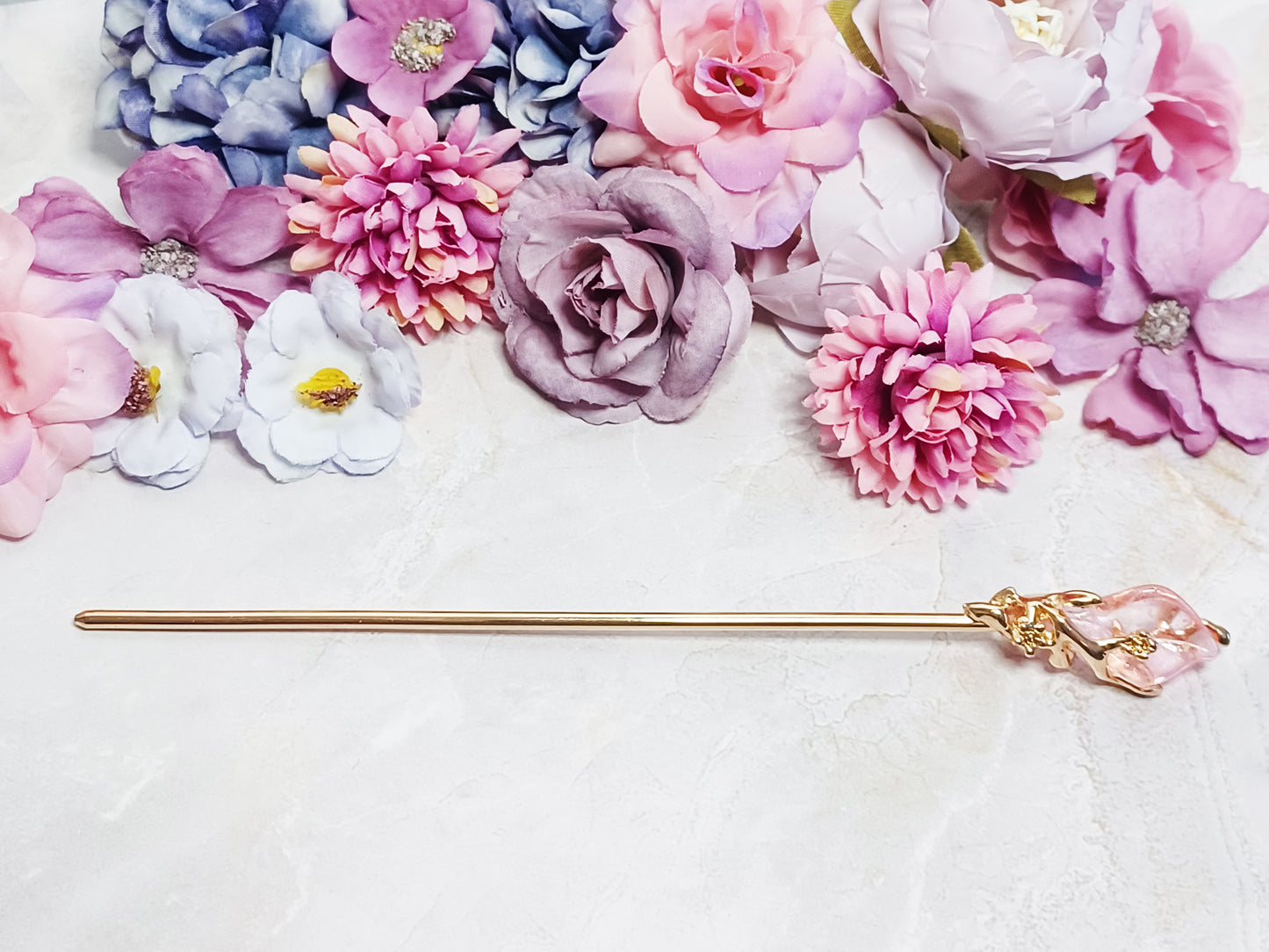 Vine and Crystal Hair Stick - 6" Retro Bun Holder